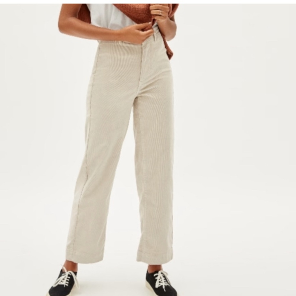 Everlane Beige Corduroy High Rise Straight Leg Pants 6